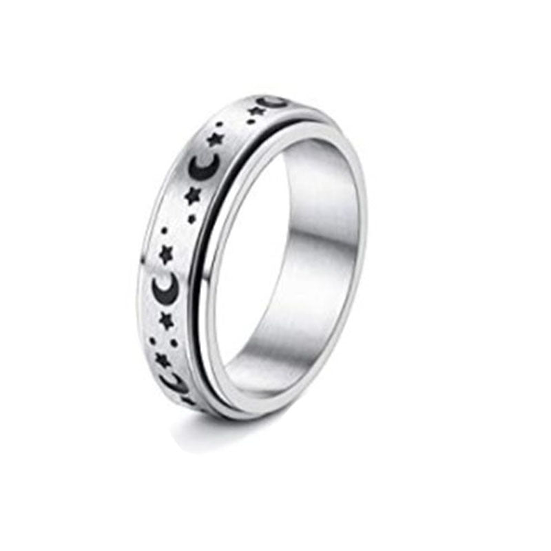 Stainless Steel Rotatable Spinner Ring Moon Stars Relieve Anxiety Rings | Feel anxiety free with these Rings