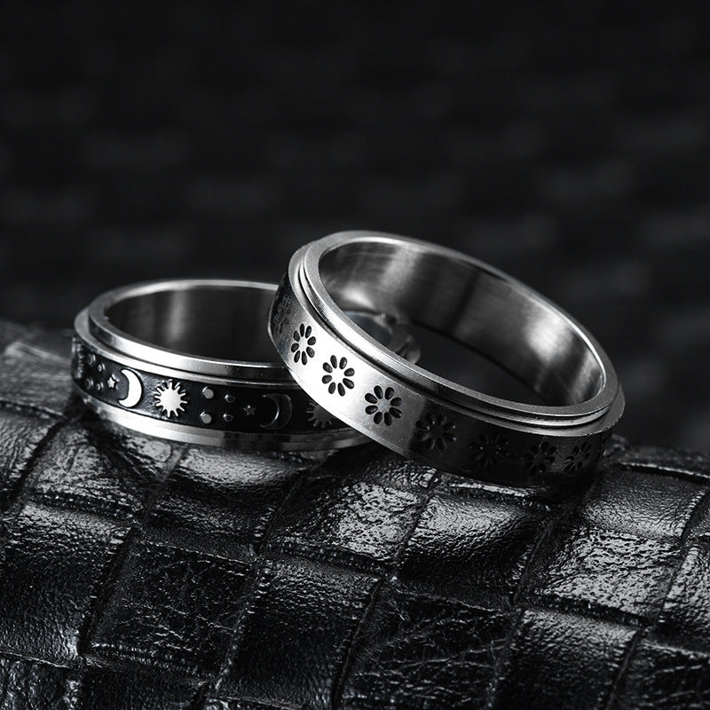 Stainless Steel Rotatable Spinner Ring Moon Stars Relieve Anxiety Rings | Feel anxiety free with these Rings