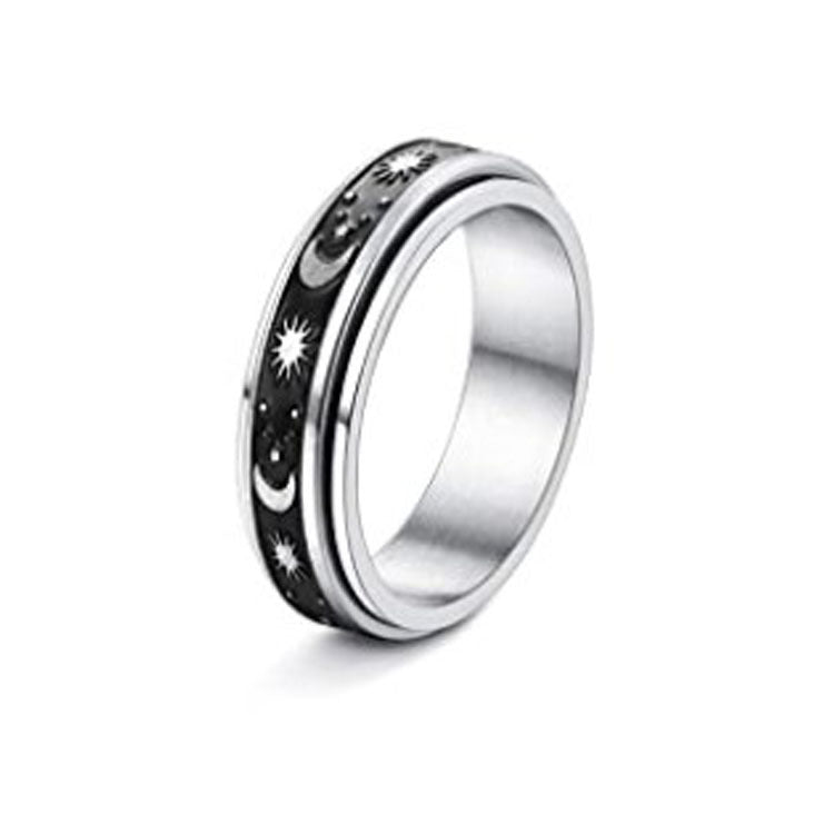 Stainless Steel Rotatable Spinner Ring Moon Stars Relieve Anxiety Rings | Feel anxiety free with these Rings