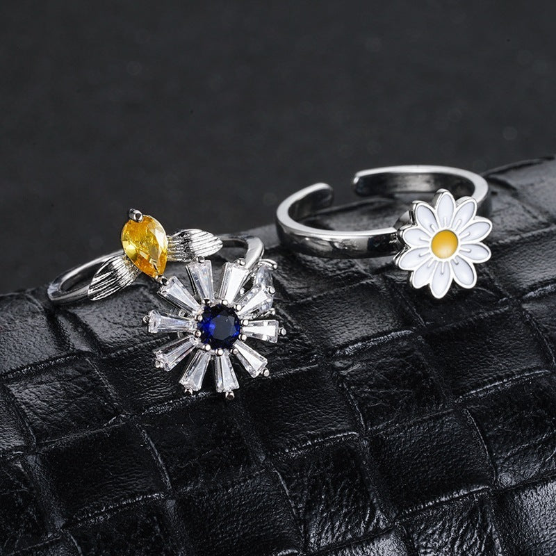 Turnable Rings Eyes Flowers Anxiety Rings For Women Fidget Spinner Ring Jewelry | Feel anxiety free with these Rings