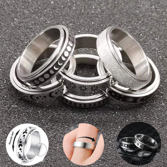 Stainless Steel Rotatable Spinner Ring Moon Stars Relieve Anxiety Rings | Feel anxiety free with these Rings